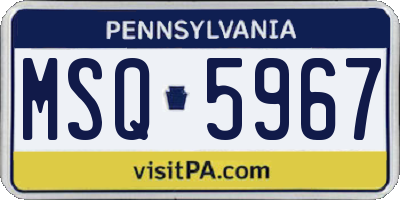 PA license plate MSQ5967