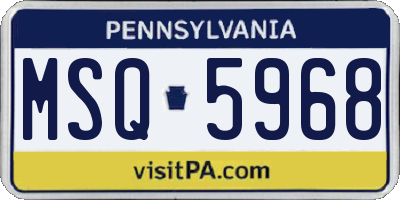 PA license plate MSQ5968