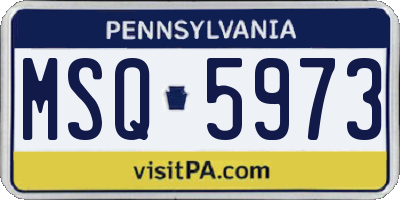 PA license plate MSQ5973