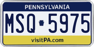 PA license plate MSQ5975