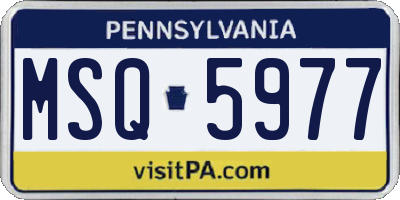 PA license plate MSQ5977