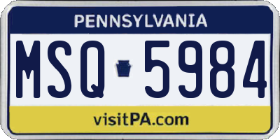 PA license plate MSQ5984