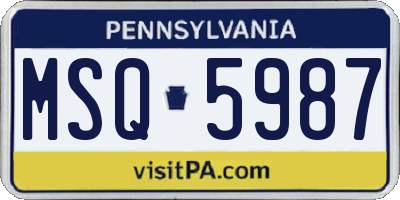 PA license plate MSQ5987