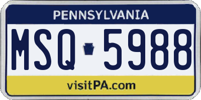 PA license plate MSQ5988