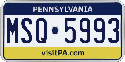 PA license plate MSQ5993