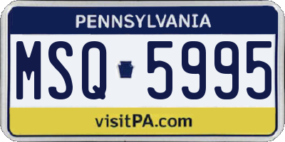 PA license plate MSQ5995