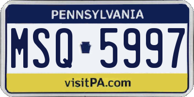 PA license plate MSQ5997