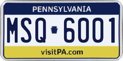 PA license plate MSQ6001