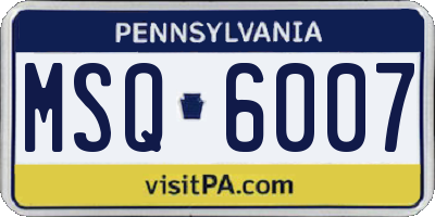 PA license plate MSQ6007
