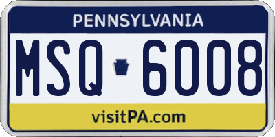 PA license plate MSQ6008