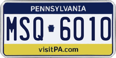 PA license plate MSQ6010