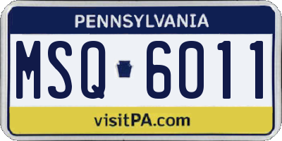 PA license plate MSQ6011