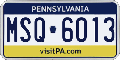 PA license plate MSQ6013