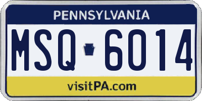 PA license plate MSQ6014