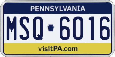PA license plate MSQ6016