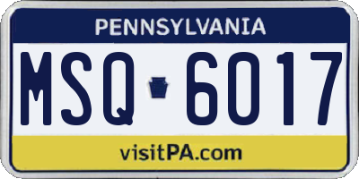 PA license plate MSQ6017