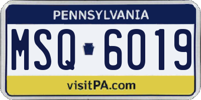 PA license plate MSQ6019