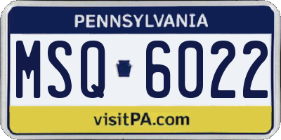 PA license plate MSQ6022