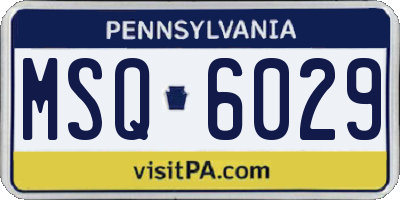 PA license plate MSQ6029