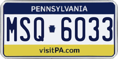 PA license plate MSQ6033