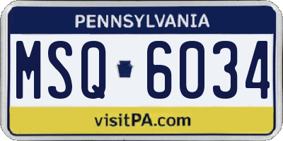 PA license plate MSQ6034