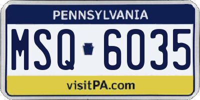 PA license plate MSQ6035