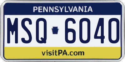 PA license plate MSQ6040