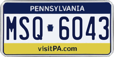 PA license plate MSQ6043