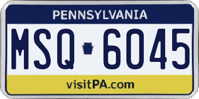 PA license plate MSQ6045