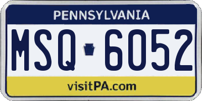 PA license plate MSQ6052