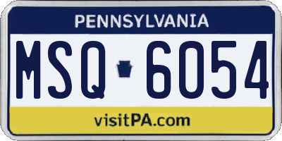 PA license plate MSQ6054