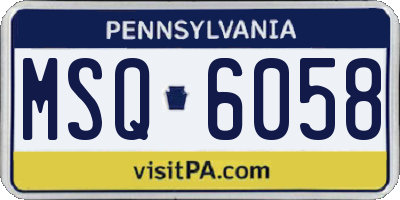 PA license plate MSQ6058