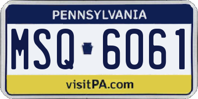 PA license plate MSQ6061