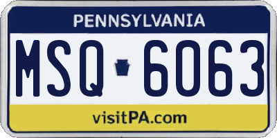 PA license plate MSQ6063