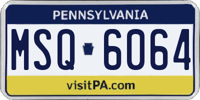PA license plate MSQ6064
