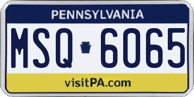 PA license plate MSQ6065
