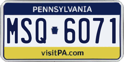 PA license plate MSQ6071