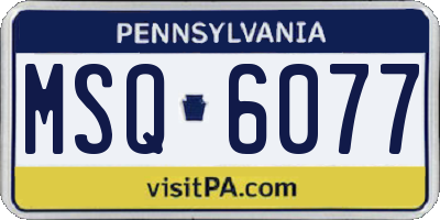 PA license plate MSQ6077