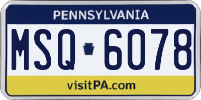 PA license plate MSQ6078