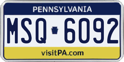 PA license plate MSQ6092