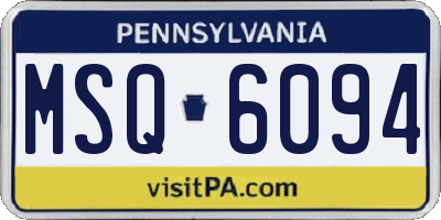 PA license plate MSQ6094