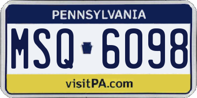 PA license plate MSQ6098