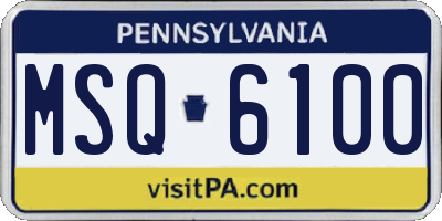 PA license plate MSQ6100