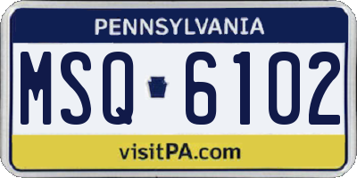 PA license plate MSQ6102