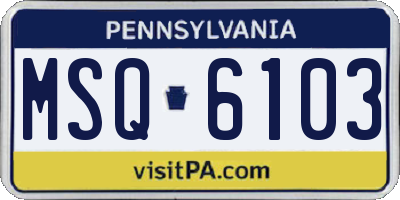 PA license plate MSQ6103
