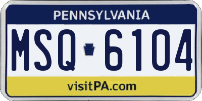 PA license plate MSQ6104