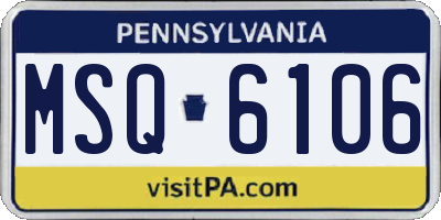 PA license plate MSQ6106
