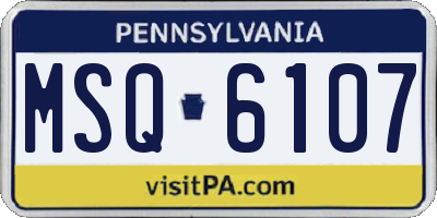 PA license plate MSQ6107