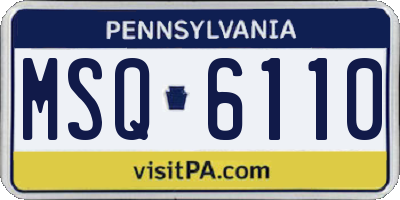 PA license plate MSQ6110