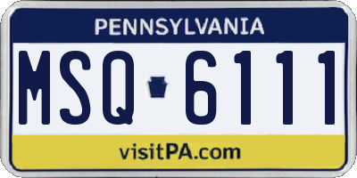 PA license plate MSQ6111